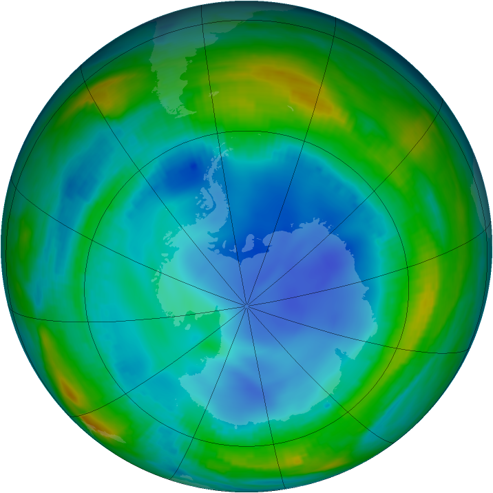 Antarctic ozone map for 27 July 1999
